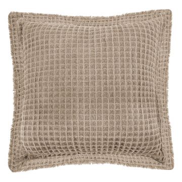Pernă decorativă din bumbac Tiseco Home Studio Waffle, 45 x 45 cm, maro