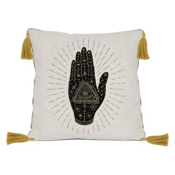 Pernă Madre Selva Hand, 45 x 45 cm, bej - negru