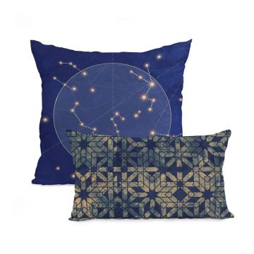 Set 2 fețe de pernă din bumbac Blanc Deep Blue