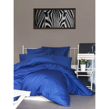 Cearceaf cu elastic pat dublu (DE), De Dark Blue, Patik, Bumbac Satinat
