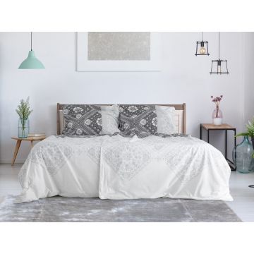 Lenjerie de pat albă/gri din țesătură crep pentru pat de o persoană 140x200 cm Top Class – B.E.S.