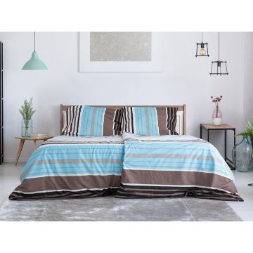 Lenjerie de pat albastră/maro din țesătură crep pentru pat de o persoană 140x200 cm Top Class – B.E.S.
