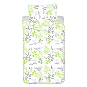 Lenjerie de pat din bumbac alb-verde din 4 piese 140x200 cm Listera - Jerry Fabrics