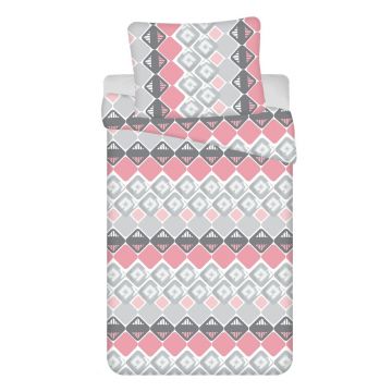 Lenjerie de pat din bumbac roz-gri din 4 piese 140x200 cm Dikona - Jerry Fabrics