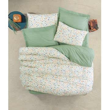 Lenjerie de pat pentru o persoana (DE), Lola - Green, Cotton Box, Bumbac Ranforce