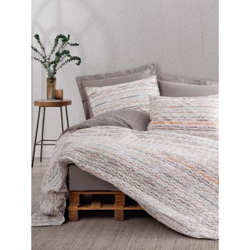 Lenjerie de pat pentru o persoana (FR), Fleck - Mink, Cotton Box, Bumbac Ranforce