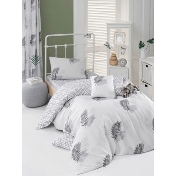 Lenjerie de pat pentru o persoana, Palma - Grey, Eponj Home, 65% bumbac/35% poliester