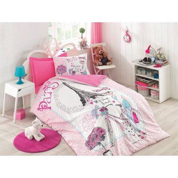 Lenjerie de pat pentru o persoana Young, L'essentiel Maison, Bestfriend, Bumbac Ranforce, Roz