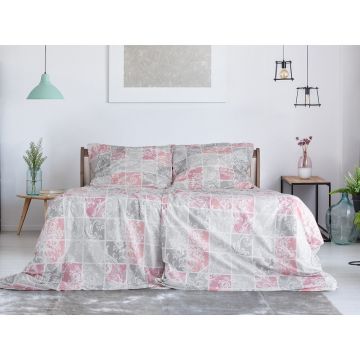 Lenjerie de pat roz/gri deschis din țesătură crep pentru pat de o persoană 140x200 cm Top Class – B.E.S.