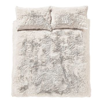 Lenjerie de pat albă din micropluș pentru pat dublu 200x200 cm Cuddly – Catherine Lansfield