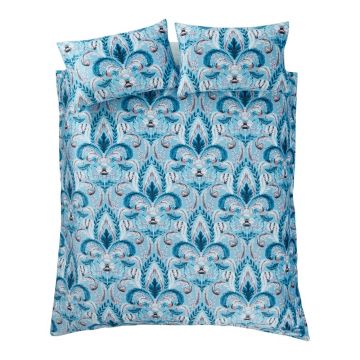 Lenjerie de pat albastră din damasc pentru pat dublu 200x200 cm Bridgeton – Catherine Lansfield