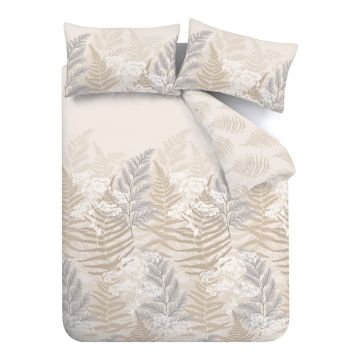 Lenjerie de pat bej-crem pentru pat dublu 200x200 cm Floral Foliage – Catherine Lansfield