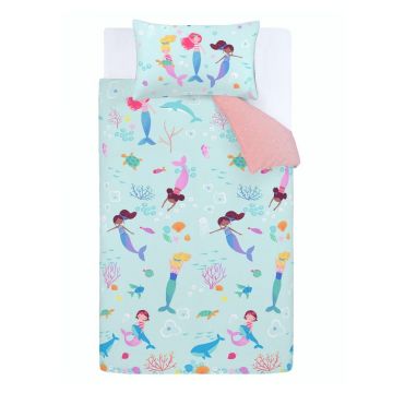 Lenjerie de pat copii pentru pat 1 persoană 135x200 cm Mermaid – Catherine Lansfield