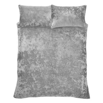 Lenjerie de pat gri din catifea pentru pat dublu 200x200 cm Crushed – Catherine Lansfield