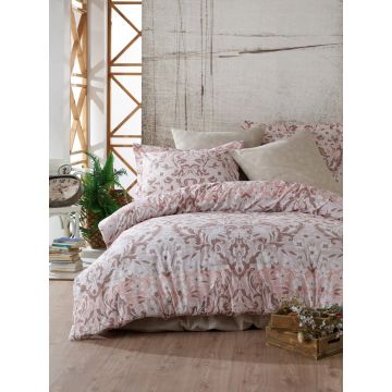 Lenjerie de pat pentru o persoana (DE), Floral - Pink, Primacasa by Türkiz, Bumbac Ranforce