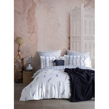 Lenjerie de pat pentru o persoana (FR), L'essentiel Maison, Kilyos, Alb/Albastru Lenjerie de pat pentru o persoana (FR), L'essentiel Maison, Kilyos, Alb/Albastru