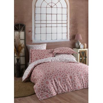 Lenjerie de pat pentru o persoana (FR), Stella Nera - Pink, Primacasa by Türkiz, Bumbac Satinat