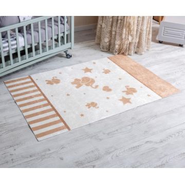 Lenjerie MyKids 10 piese VP 324 Aqua bej 120x60 cm si covoras Mykids Carpet VP01 160x100 cm