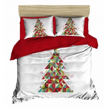 Lenjerie de pat roșie/albă din satin pentru pat dublu/extinsă 200x220 cm – Mijolnir