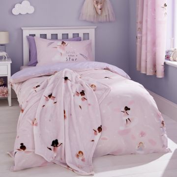 Pătură pentru copii roz-mov din micropluș 130x170 cm Dancing Fairies – Catherine Lansfield