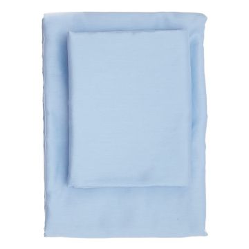 Cearceaf albastru deschis din bumbac satinat cu elastic 140x190 cm – Mijolnir