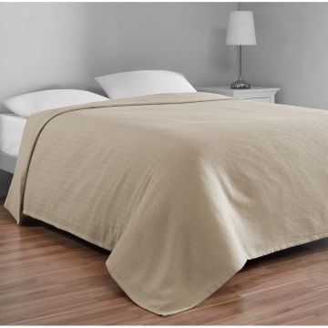 Cuvertură bej din bumbac pentru pat dublu 200x230 cm Serenity – Mijolnir