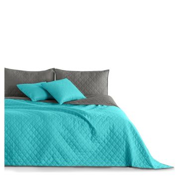 Cuvertură cu 2 fețe din microfibră DecoKing Axel, 220 x 240 cm, turcoaz-gri