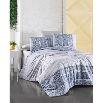 Lenjerie de pat albastră din bumbac pentru pat de o persoană 140x200 cm Asia – Mijolnir
