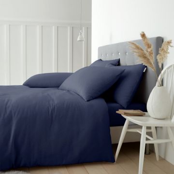 Lenjerie de pat albastru-închis din bumbac pentru pat de o persoană 135x200 cm – Catherine Lansfield