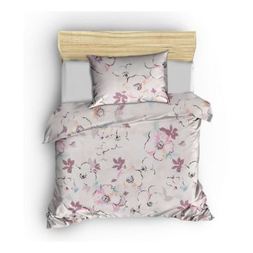 Lenjerie de pat bej din bumbac pentru pat de o persoană 140x200 cm Ela – Mijolnir
