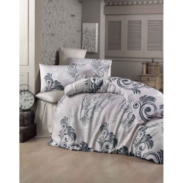 Lenjerie de pat bej din bumbac pentru pat de o persoană 140x200 cm Ottoman – Mijolnir
