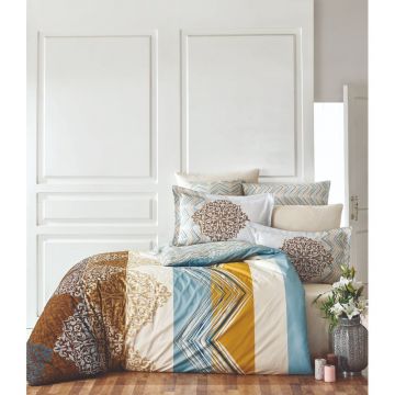 Lenjerie de pat bej din bumbac pentru pat dublu 200x200 cm Julia – Mijolnir