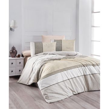 Lenjerie de pat bej din bumbac pentru pat dublu 200x200 cm Pine – Mijolnir
