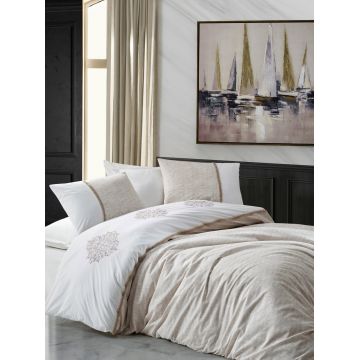 Lenjerie de pat dubla, L'essentiel Maison, Carel, Maro/Alb
