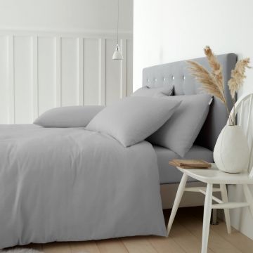 Lenjerie de pat gri din bumbac pentru pat de o persoană 135x200 cm – Catherine Lansfield