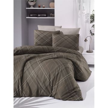 Lenjerie de pat maro din bumbac pentru pat de o persoană 140x200 cm Briana – Mijolnir