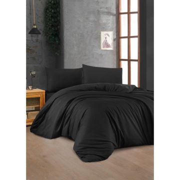 Lenjerie de pat neagră din bumbac pentru pat de o persoană 140x200 cm – Mijolnir Lenjerie de pat neagră din bumbac pentru pat de o persoană 140x200 cm – Mijolnir