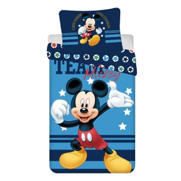 Lenjerie de pat pentru copii din bumbac pentru pat de o persoană 140x200 cm Mickey Team – Jerry Fabrics