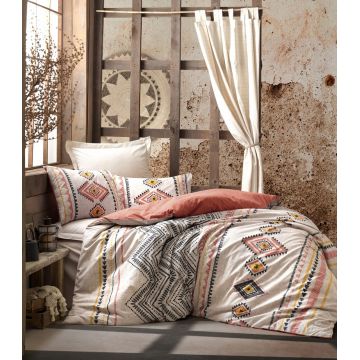 Lenjerie de pat pentru o persoana, Felix - Tile Red, Cotton Box, Bumbac Ranforce