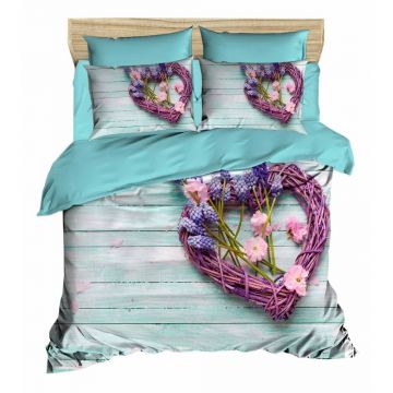 Lenjerie de pat turcoaz din satin pentru pat dublu-extinsă 200x220 cm – Mijolnir