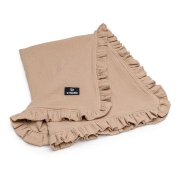 Pătură pentru copii maro deschis din muselină 80x100 cm – T-TOMI
