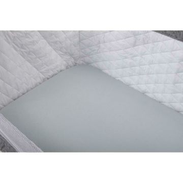 Set 2 cearceafuri cu elastic B몺 pentru patut leagan sau co-sleeper 90x50 cm Alb si gri