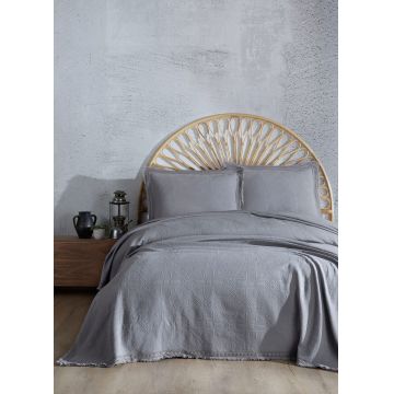 Set cuvertura pique dubla, L'essentiel Maison, Bolivia, Gri Set cuvertura pique dubla, L'essentiel Maison, Bolivia, Gri