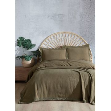 Set cuvertura pique dubla, L'essentiel Maison, Bolivia, Kaki Set cuvertura pique dubla, L'essentiel Maison, Bolivia, Kaki