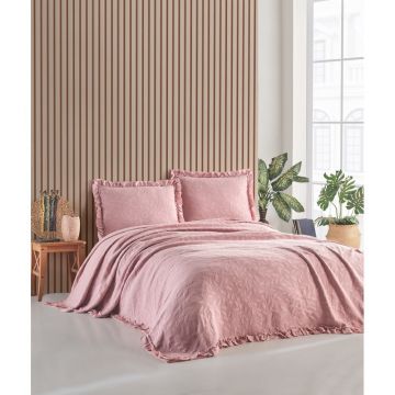 Set de cuvertură și fețe de pernă pentru pat dublu roz 220x240 cm Ilda - Mijolnir