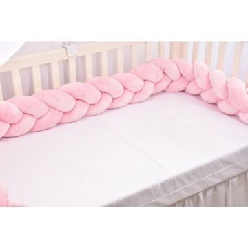 Aparatoare impletita plus minky neted, roz pal, 240 cm