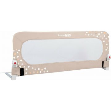 Protectie laterala pat, FreeON, Pentru bebe, Rabatabila, Instalare usoara, Dimensiune 135 x 57 cm, Little Dots, Conform cu standardul european BS7972:2001+A12009, Beige