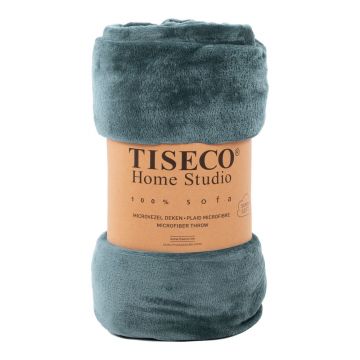 Cuvertură albastră din micropluș pentru pat dublu 180x220 cm Cosy – Tiseco Home Studio