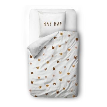 Lenjerie de pat albă din bumbac satinat pentru pat de o persoană 140x200 cm – Butter Kings