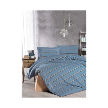 Lenjerie de pat albastră pentru pat dublu-extinsă cu cearceaf inclus 200x220 cm – Mila Home